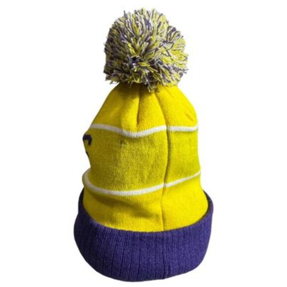 Los Angeles Adult Size Winter Knit Beanie Hat - Gold/Purple - Picture 4 of 5